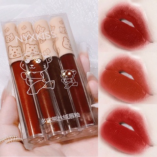 4 Colors Bear Matte Velvet Delicate Smooth Long Lasting Moisturizing Liquid Lip Glaze