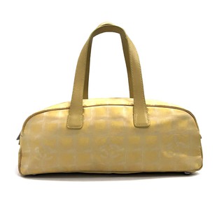 Used Chanel Travel Vintage Boston Bag in Yellow Fabric GHW - Moppet