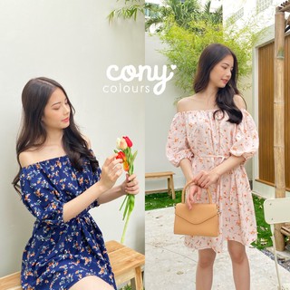 conycolours I เดรสปาดไหล่ จั๊มแขน 🍋(30047)