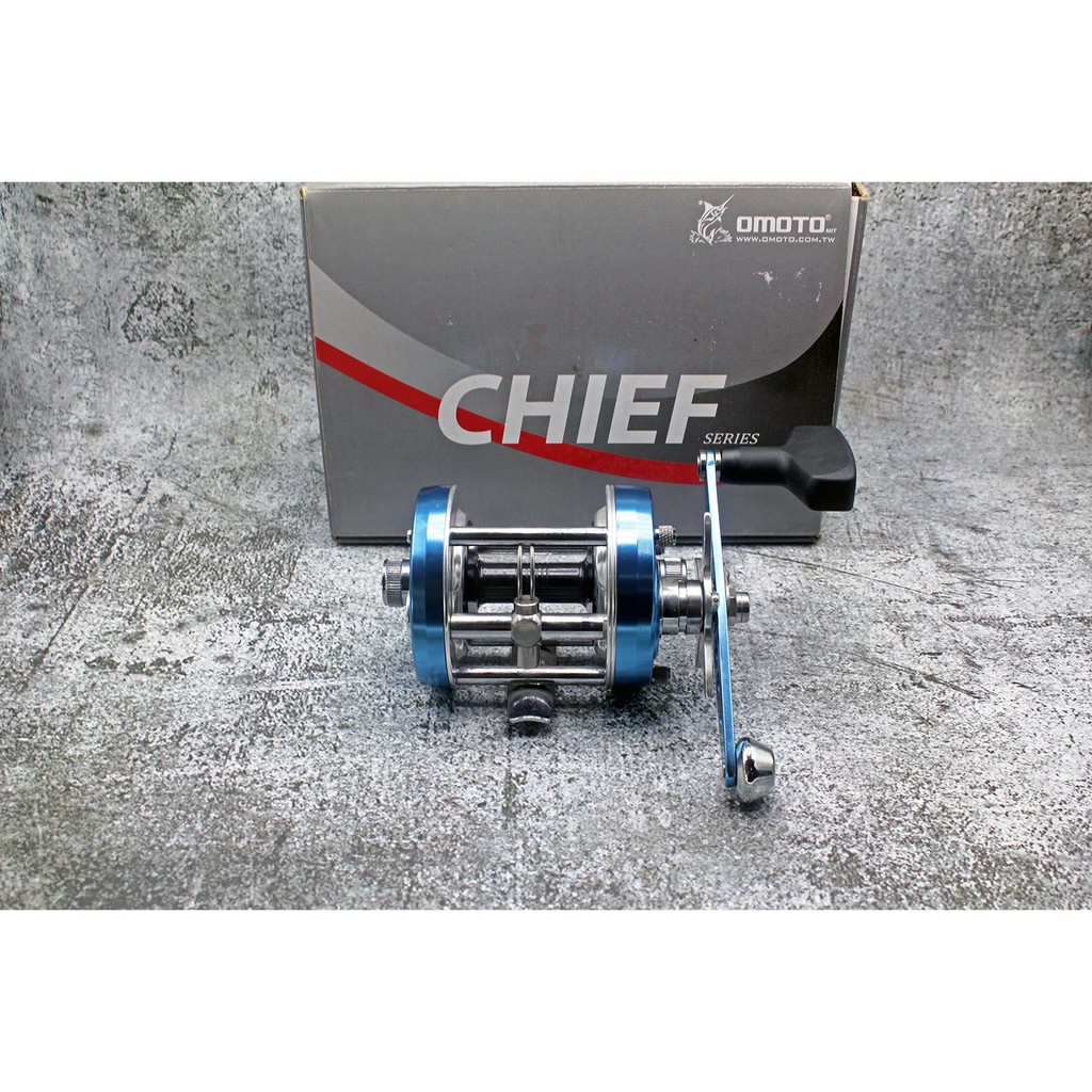 รอกตกปลา รอกกลม OMOTO REEL CHIEF 6001CS สีฟ้าหมุนซ้าย