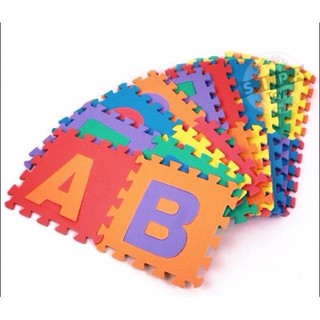 แผ่นรองคลาน A-Z โฟมรองคลานแบบจิ๊กซอว์ ABC สีสด 26 ชิ้น ป้องกันการกระแทก