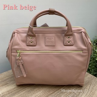 Anello แท้100% RETRO PU leather 3WAY Big Boston Shoulder bag Backpack รุ่นหนัง สีน้ำตาลชมพู