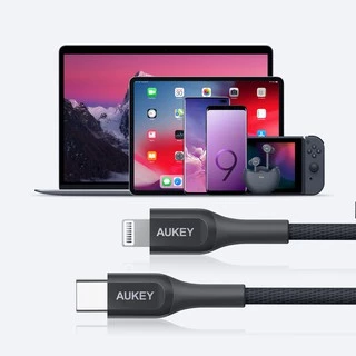 AUKEY สายชาร์จเร็วไอโฟน 8-14 Series PD 20W Kevlar USB-C to Lightning Cable มาตรฐาน MFI | CB-AKL3/4