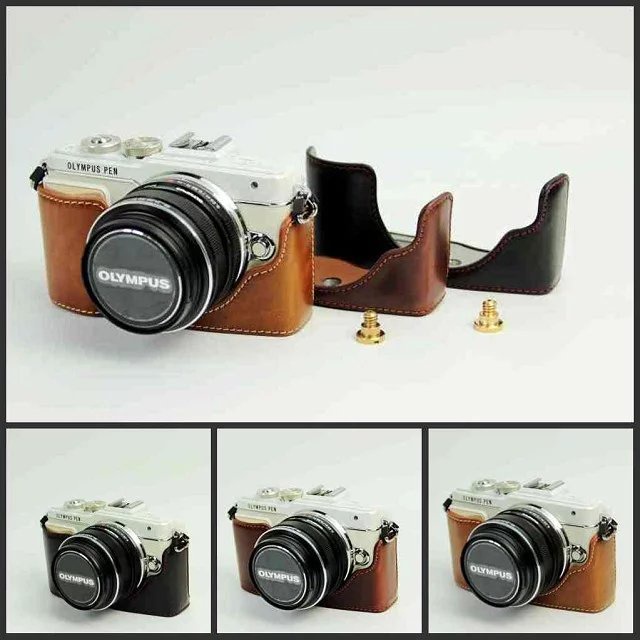 PU Leather Camera Bag for Olympus Pen Lite E PL7 E PL8 EPL7 EPL8 Camera