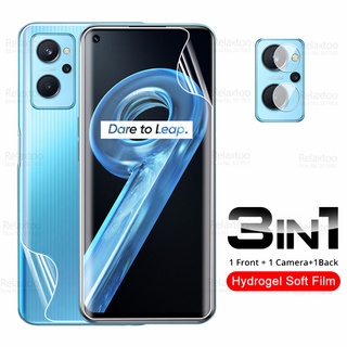 3in1 ฟิล์มไฮโดรเจลกันรอยหน้าจอ เลนส์กล้องหลัง ไม่ใช่กระจก สําหรับ OPPO Realme 9i Realme9i Front Back Full Cover Protection Hydrogel Film Rear Camera Lens Soft Screen Protector , Not Tempered Glass