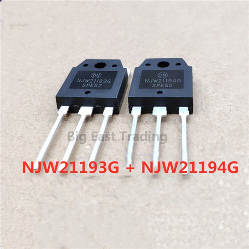 10 ชิ้น (5 ชิ้น Njw21193g + 5 ชิ้น Njw21194g ) Njw21193 Njw21194 To-3p 16a 250v 200w Npn Pnpway Sili