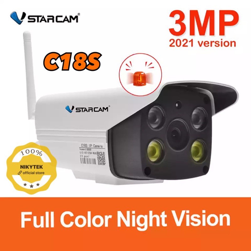 กล้องภายนอกกันน้ำ กลางคืนเป็นภาพสี ❗️❗️ vstarcam C18s คมชัด 3ล้านพิกเซลขายร้อน