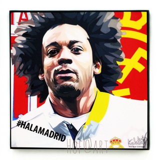 Marcelo Vieira มาร์เซโล่ วิเอร่า Real Madrid เรอัลมาดริด Hala Madrid รูปภาพ​ติด​ผนัง​ pop art ฟุตบอล​ กรอบรูป​​ รูปภาพ