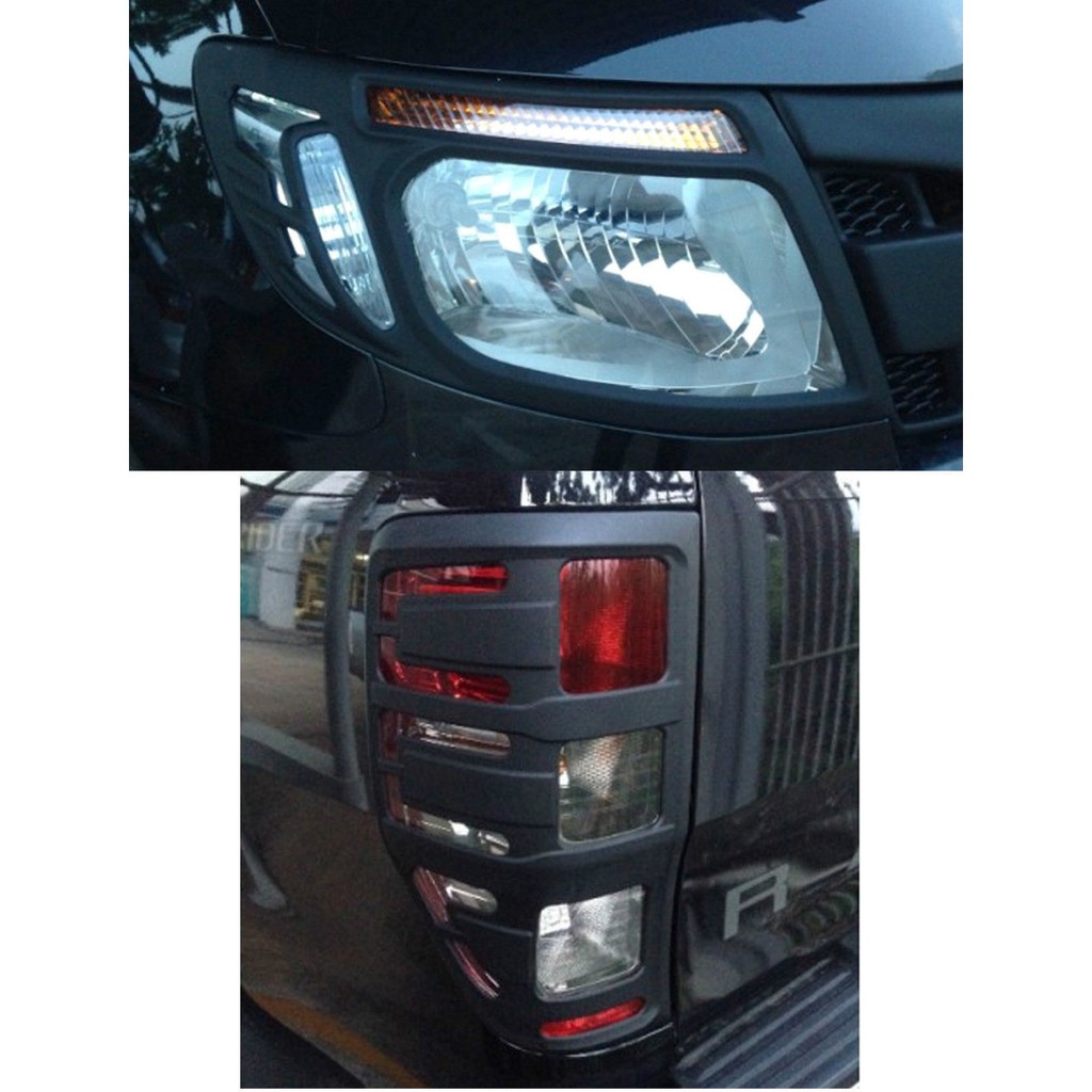 ชุดครอบไฟหน้า+ท้าย รถกระบะ ฟอร์ด เรนเจอร์ ปี 2012-2015 สีดำด้าน FORD RANGER PX T6 ครอบไฟหน้ารถ ครอบไฟท้ายรถ ของแต่ง