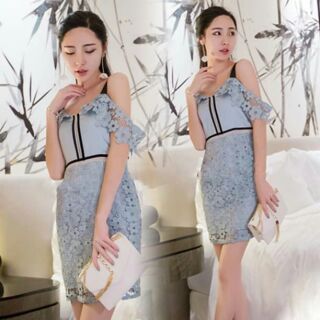 Powder Blue Lace Cute Dress