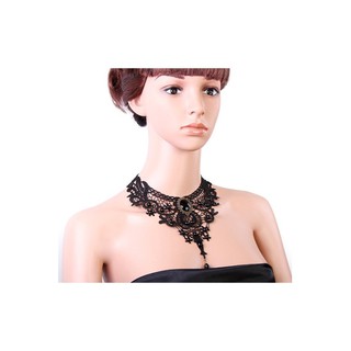 TANITTgems Vintage Onyx French Black Lace Collar Necklace