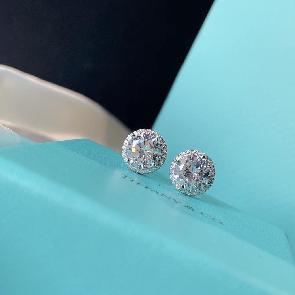 Tiffany two carat round diamond burst classic diamond carat Earrings ...
