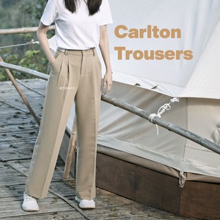 กางเกงขายาวเอวสูง เก็บทรง เอวยางยืด Carlton Trousers