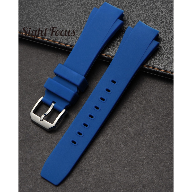 25x16 มม. (กว้าง Lug) 7 มม. (Lug ความลึก) นาฬิกาสำหรับ Substitute for IWC Aquatimer IW354807 IW353804 เปลี่ยนสายนาฬิกาสร้อยข้อมือผู้ชายสีดำ Silionce ยาง Watchband Masculino