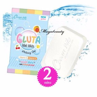 Wink White Gluta Whitening Soap สบู่กลูต้าผสมวิตามินC&amp;E ขนาด85g.(2ก้อน)#1506