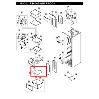 อะไหล่แท้ศูนย์/ฝาปิดด้านบนลิ้นชักผัก ชั้นล่างสุด ตู้เย็นฮิตาชิ/PTR-M800GP2*078/HITACHI/R-M600AGP4THX R-S600P2TH