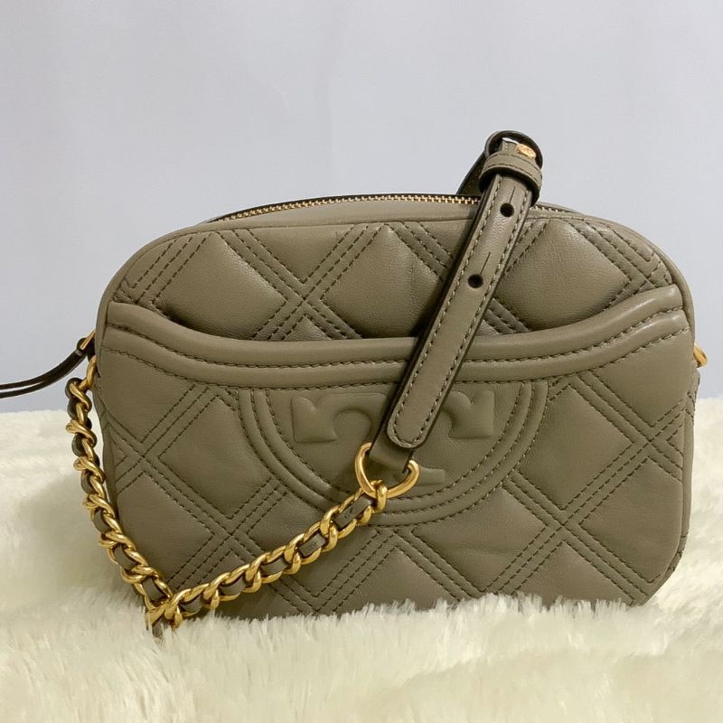 NWT Tory Burch Fleming Quilted Leather Camera Bag Crossbody Arugula Green  AUTHNT