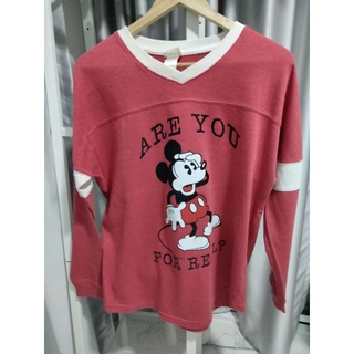 เสื้อยืดแขนยาววินเทจ mickey งานป้าย Disney แท้