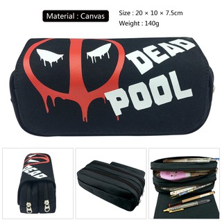 กระเป๋าใส่ปากกา ดินสอ ผ้าใบ ลายการ์ตูน Marvel Deadpool สีดำ