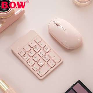 คีย์บอร์ดบลูทูธไร้สายสีชมพูสําหรับ Laptops Rechargeable numeric keypad Bluetooth keyboard and mouse set hw157