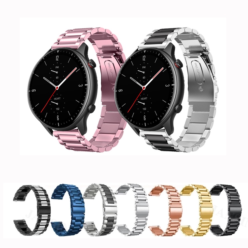 สแตนเลสสตีลโลหะ 20/22 มม. สําหรับ Huami Amazfit GTR Mini/GTR3/GTR4 Pro/42/47 มม./Bip5/GTR/GTR2/GTR2E/GTR 2/3/4/BALANCE/Balance 2
