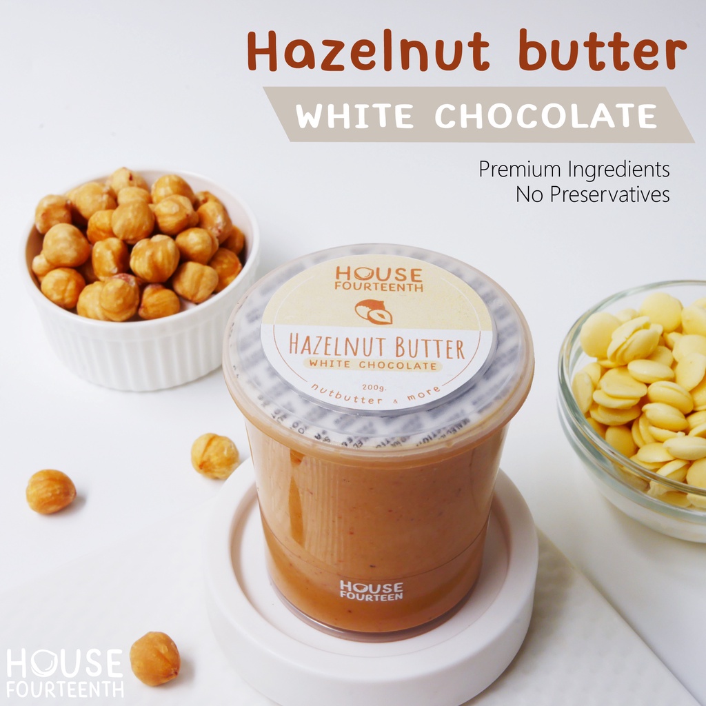 เนยถั่ว ถั่วฮาเซลนัท x ไวท์ช็อกโกแลต (Hazelnut Butter white Chocolate) ใช้ช็อกโกแลตแท้ Van Houten หว