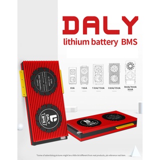 DALY BMS 12V 24v 48V 3S 7S 14S 40A - 100A 120 200 สำหรับ แบตเตอรี่ Li ion Lithium  3.7V NMC Li ion 18650  + ฟรีสาย Board