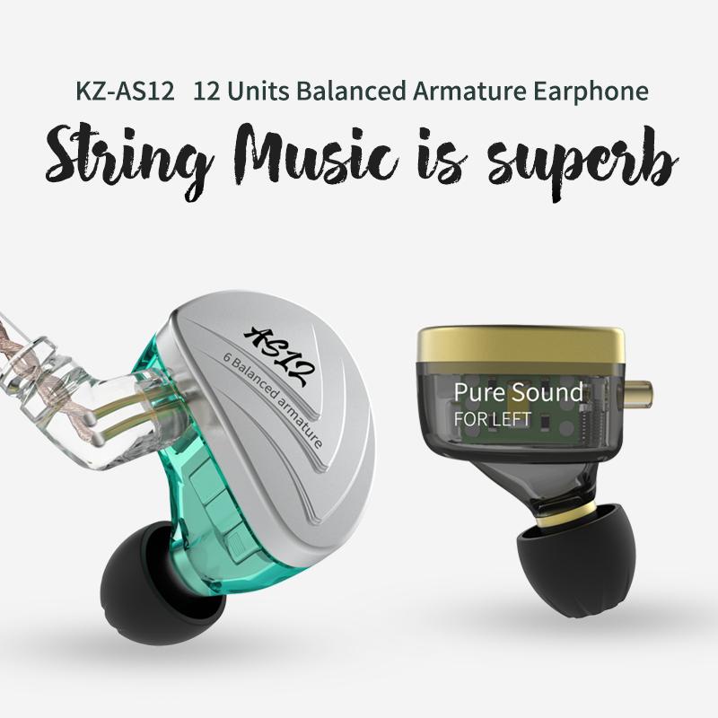 หูฟัง KZ AS12 6BA หูฟังอินเอียร์ In Ear Earphone หูฟังกีฬา Balanced Armature Headset HiFi [ของแท้ 100%] 9hZt1