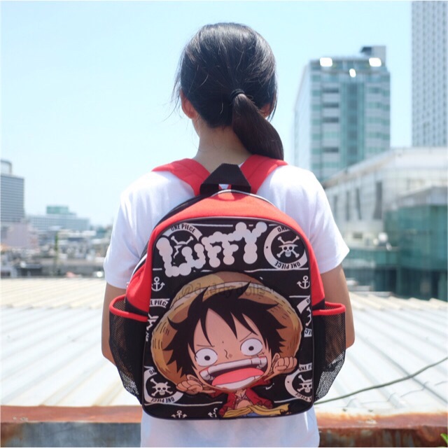 กระเป๋าเป้ Luffy ลูฟี่ ตัวนูน สีดำ One Piece วันพีซ 14นิ้ว