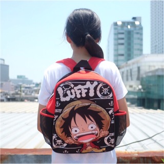กระเป๋าเป้ Luffy ลูฟี่ ตัวนูน สีดำ One Piece วันพีซ 14นิ้ว
