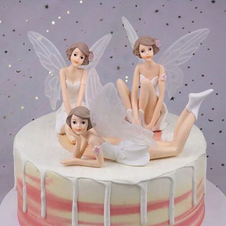ตุ๊กตานางฟ้าขนาดเล็กสําหรับตกแต่งเค้ก 3 ชิ้น