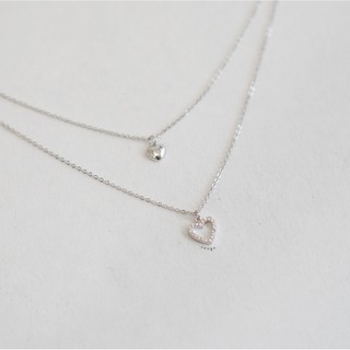[พร้อมส่ง] สร้อยคอ Double heart necklace (มีบริการห่อของขวัญฟรี)