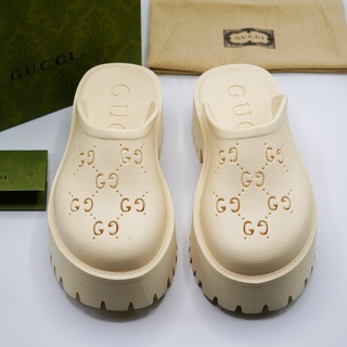 รองเท้าแตะแบบสวม กุชชี่ Womens Platform Perforated Sandal SS21  สูง 5cm มาพร้อมอุปกรณ์ครบ Size 36 - ถึง - 41