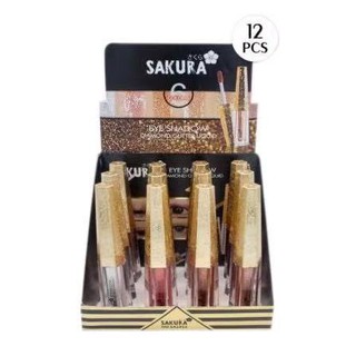 สุดคุ้ม12ชิ้น/กล่อง อายแชโดว์กลิตเตอร์ ชิมเมอร์ Sakura Diamond Glitter Liquid Eye Shadow(122)