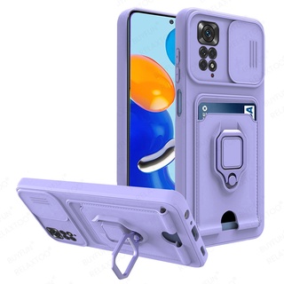 For Xiaomi Redmi Note11Pro Case Slide Camera shockproof Soft Cover Redme Note11 11Pro 11S Car Magnetic Ring Stand Wallet