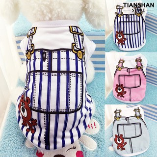 Tian_Pet Cat Fake Suspenders Bear เสื้อยืดลําลองแขนกุดมีระบายอากาศ