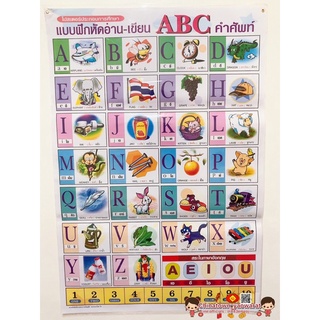 โปสเตอร์ แบบฝึกอ่าน-เขียน ABC🌈โปสเตอร์สื่อการเรียนรู้ ก-ฮ สูตรคูณ ท่องจำ สอน อนุบาล ตินตินชวนท่อง หนูน้อยหัดจำ ภาษาไทย