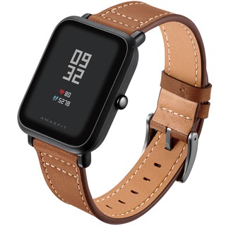 สายหนังแท้ สำหรับแถบสายคล้องข้อมือ Amazfit Bip สำหรับสมาร์ทนาฬิกา Xiaomi Amazfit Bip Smart 20mm สายคล้องคอนาฬิกา