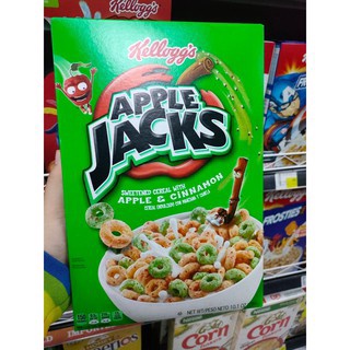 Kelloggs Apple Jacks Cereal with Apple &amp; Cinnamon 286 g🔥💥แอปเปิ้ล แจ็ค ซีเรียล ธัญพืชข้าวโพดอบกรอบรสแอปเปิ้ล 286 กรัม🔥💥