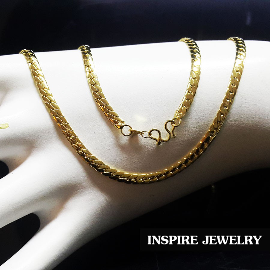 Inspire Jewelry สร้อยคอทอง 18k ขนาดเส้น 1บาท งานยิงเลเซอร์เข้าตัวเรือน ใส่ดี ชุบเศษทองคำแท้ ยาว 18นิ