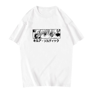 เสื้อยืดลําลอง พิมพ์ลายอนิเมะ Hunter X Hunter Killua Zoldyck Devil Eye สีขาว แฟชั่นฤดูร้อน สําหรับผู้ชาย และคู่รัก