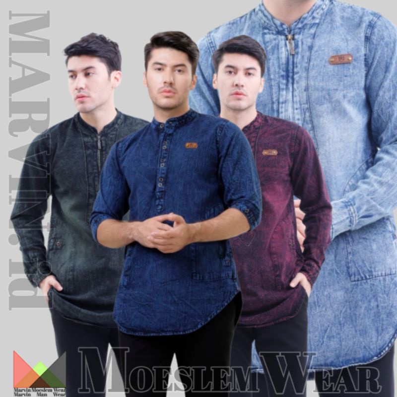 BEST MALIM MENS KOKO JEANS SHIRT / QURTA DENIM KURTA JEANS