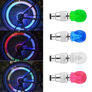 H-style ไฟ LED ติดล้อจักรยาน รูปหัวกะโหลก ติดจักรยาน ฝาวาล์วล้อ ติดไฟ LED 1 ชิ้น