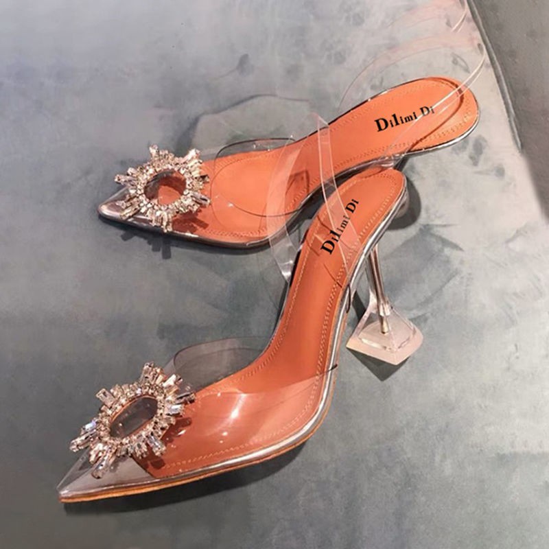 แก้วไวน์ใสขนาดใหญ่พร้อมส้นสูง 7 ซม./9 ซม.ฤดูร้อน rhinestone เวอร์ชั่นเกาหลีของผู้หญิง