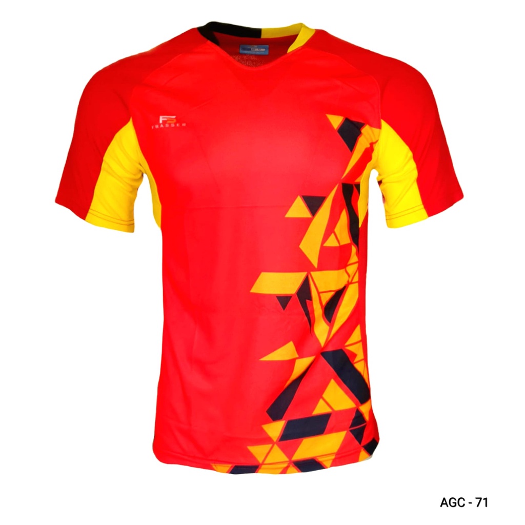 MERAH Frasser Printing AGC 71 Red Zf Jogging Badminton T-Shirt
