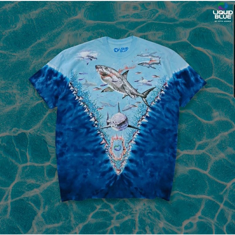 เสื้อยืด Liquid blue AQUATIC GREAT WHITE SHARKS ของแท้ นำเข้าจาก USA ส่งฟรี!