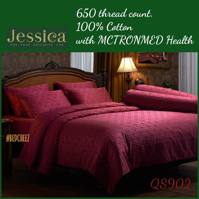 ผ้าปูที่นอน + ผ้านวม **ทอ 650 เส้น** Jacquard 100% Cotton by Jessica QS เจสสก้า