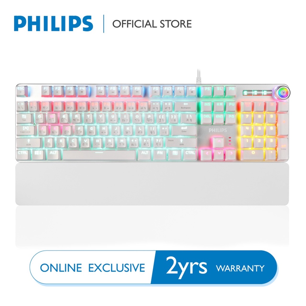 คีย์บอร์ด Philips SPK8605 Mechanical Gaming Keyboard (( WHITE )) BLUE SWITCH