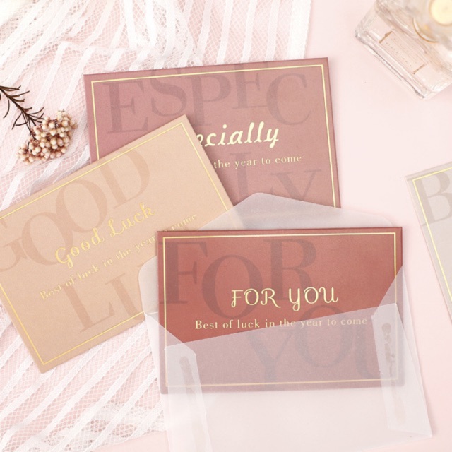 พร้อมส่ง การ์ดอวยพร เรียบๆ รูปแบบใหม่ พร้อมซองขุ่น