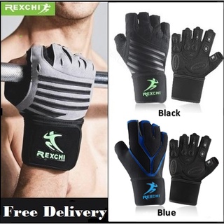 ถุงมือยกน้ำหนัก ถุงมือฟิตเนส ถุงมือออกกำลังกาย Fitness glove เทา/ดำ Size: M / L / XL เกรดพรีเมี่ยม